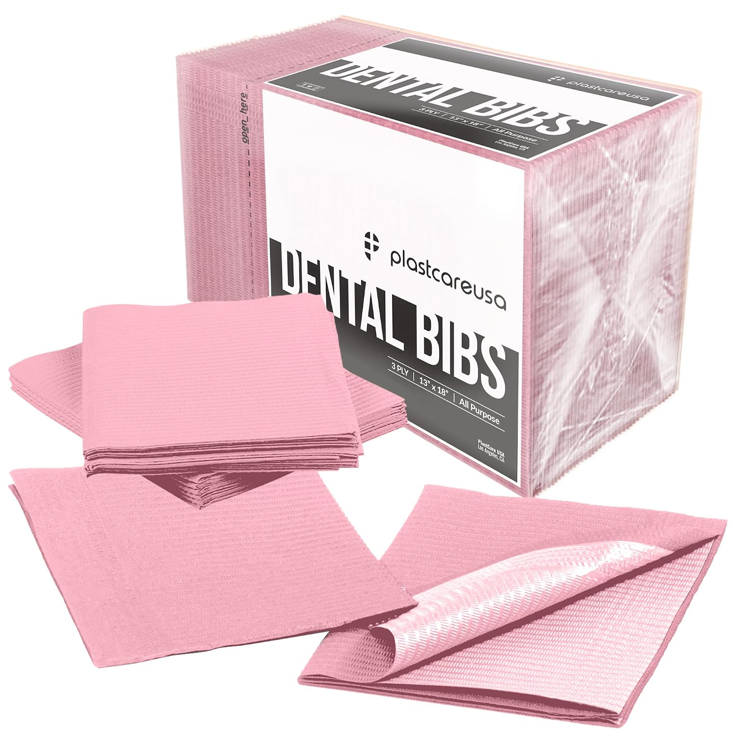 13×18 Disposable Dental Bibs – Pink 50-Pack