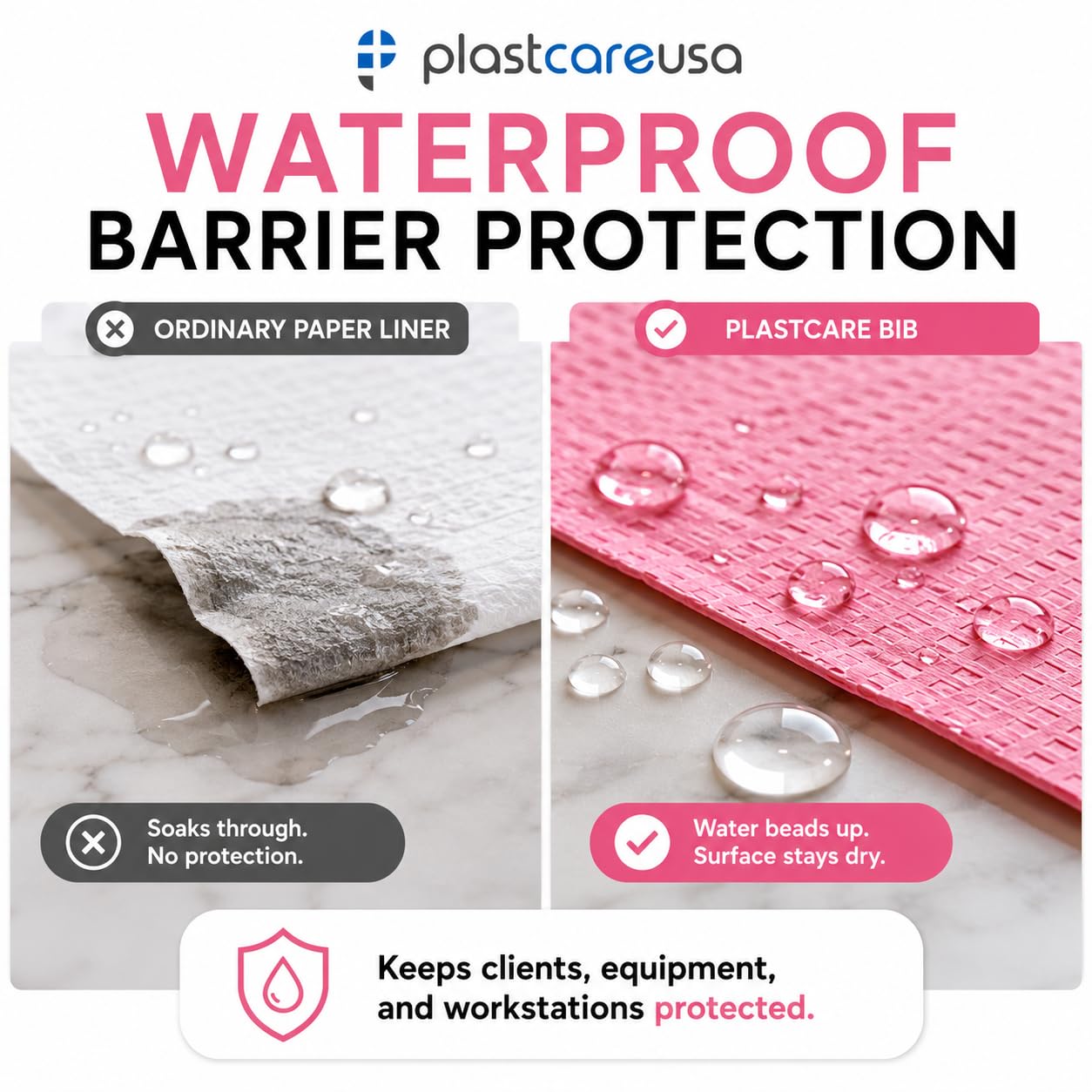 Pink 13x18 disposable dental bib by PlastCare USA - 2