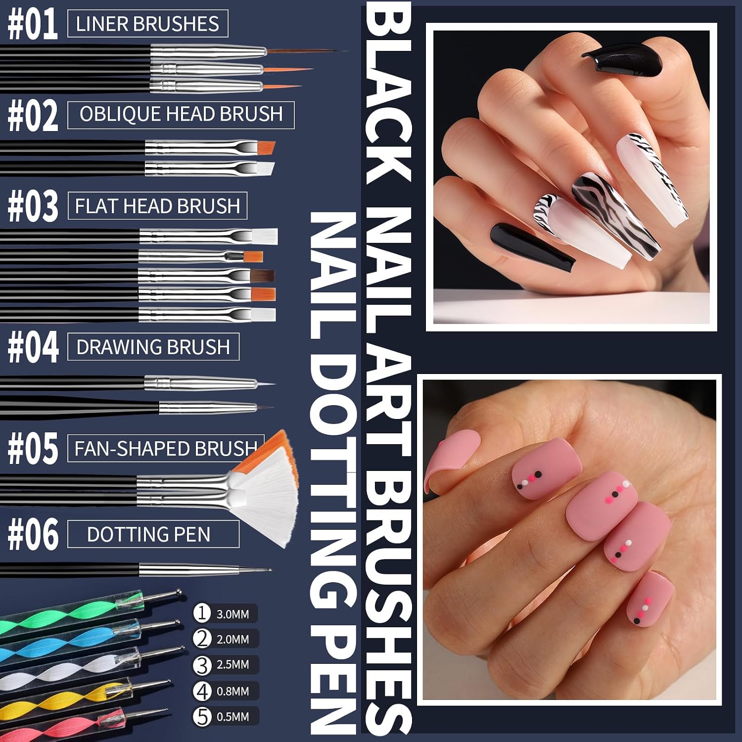 Fandamei complete nail art kit contents with brushes, powders, charms - 2