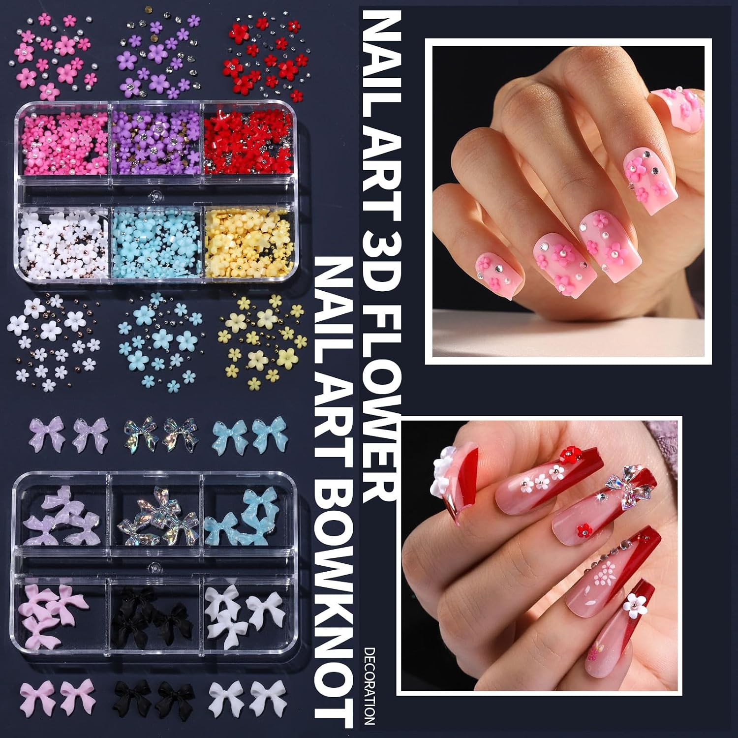 Fandamei complete nail art kit contents with brushes, powders, charms - 4
