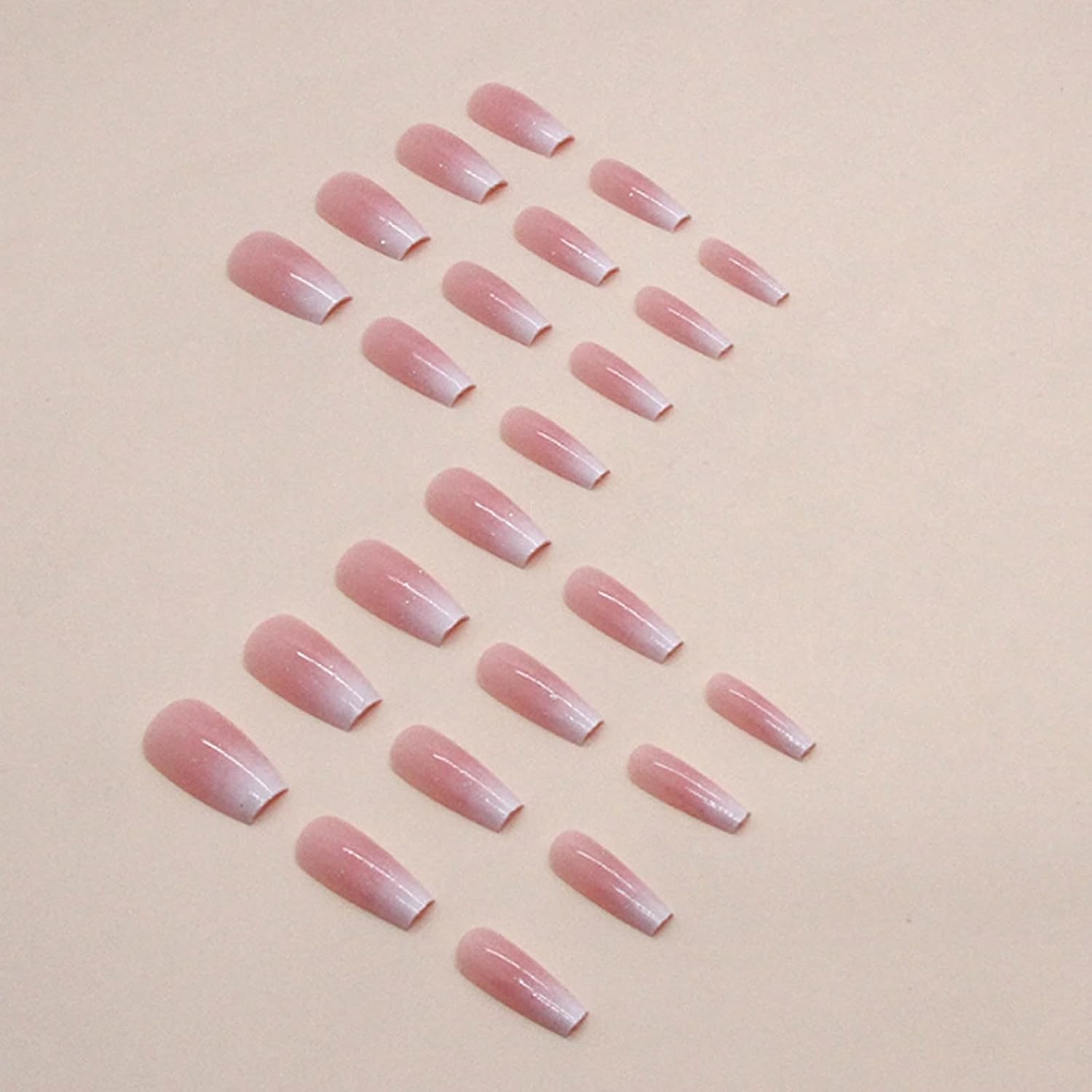 Pink coffin-shaped press on nails set of 24 full-cover medium tips with rubbing strip and jelly glue - 3