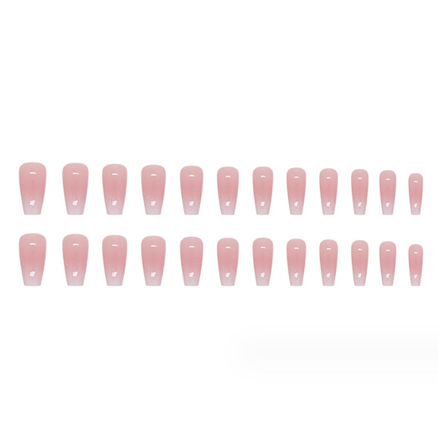 Pink coffin-shaped press on nails set of 24 full-cover medium tips with rubbing strip and jelly glue - 4