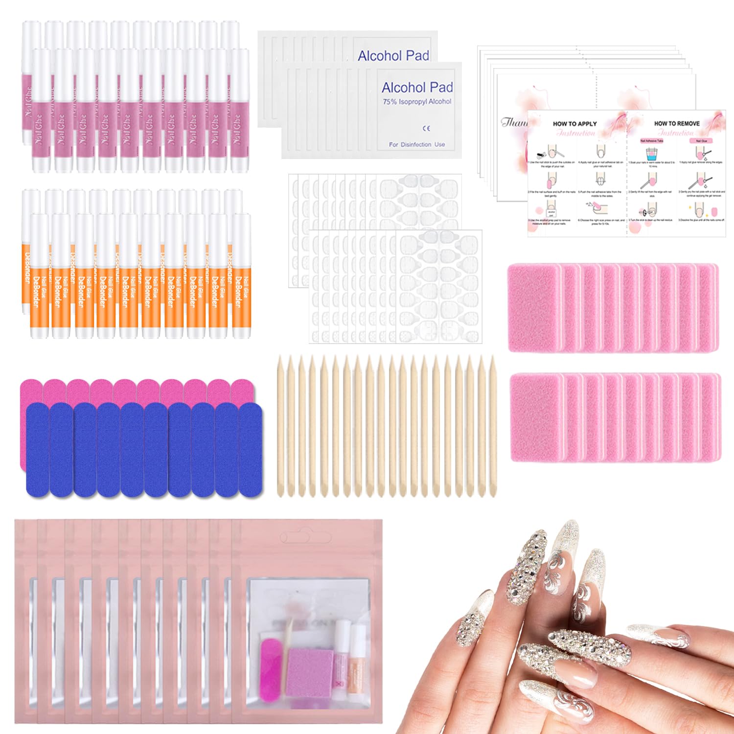 Press On Nail Prep Kit: Portable 20-Piece Travel Set