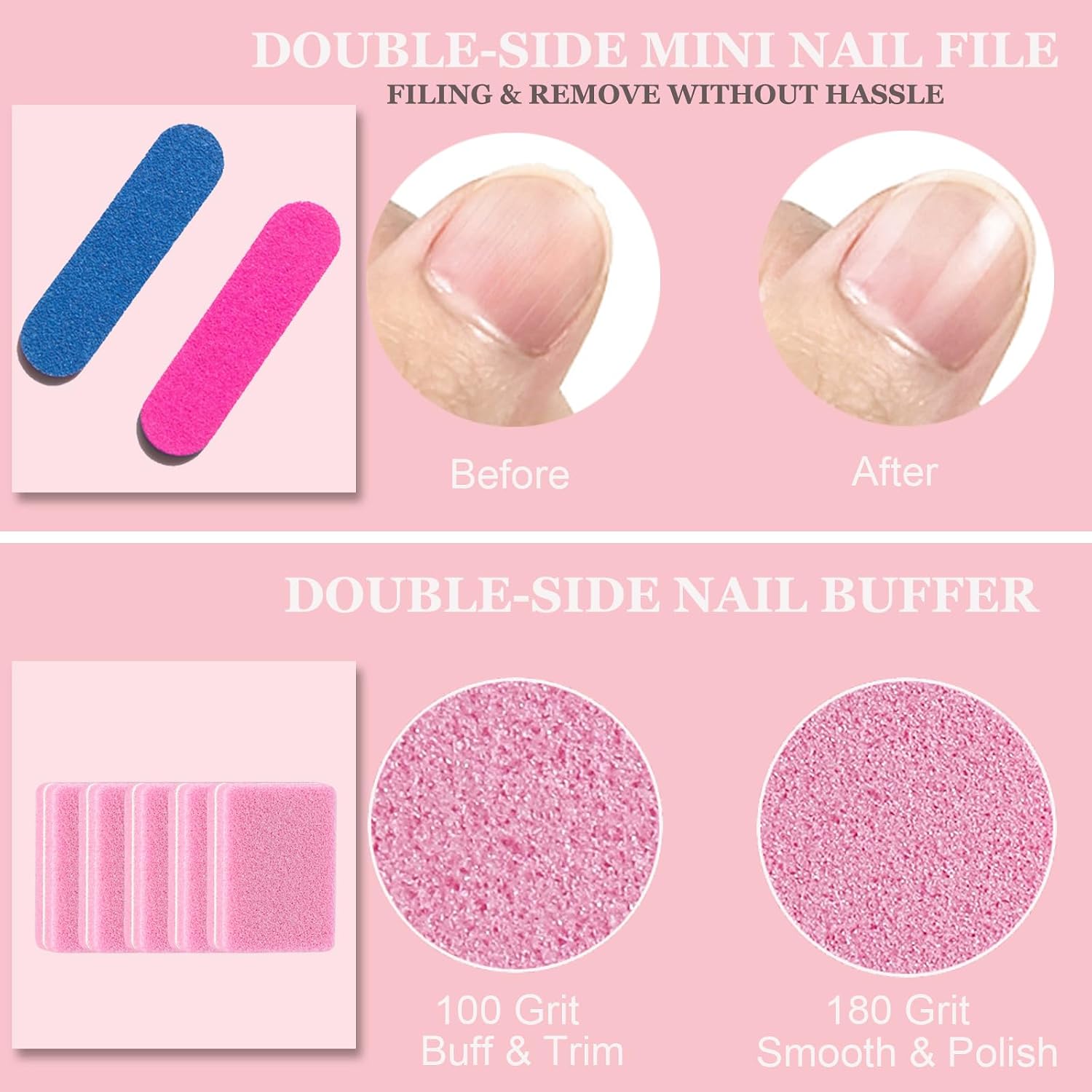 ELALRAU 20-piece press on nail prep kit components in holographic bags - 4