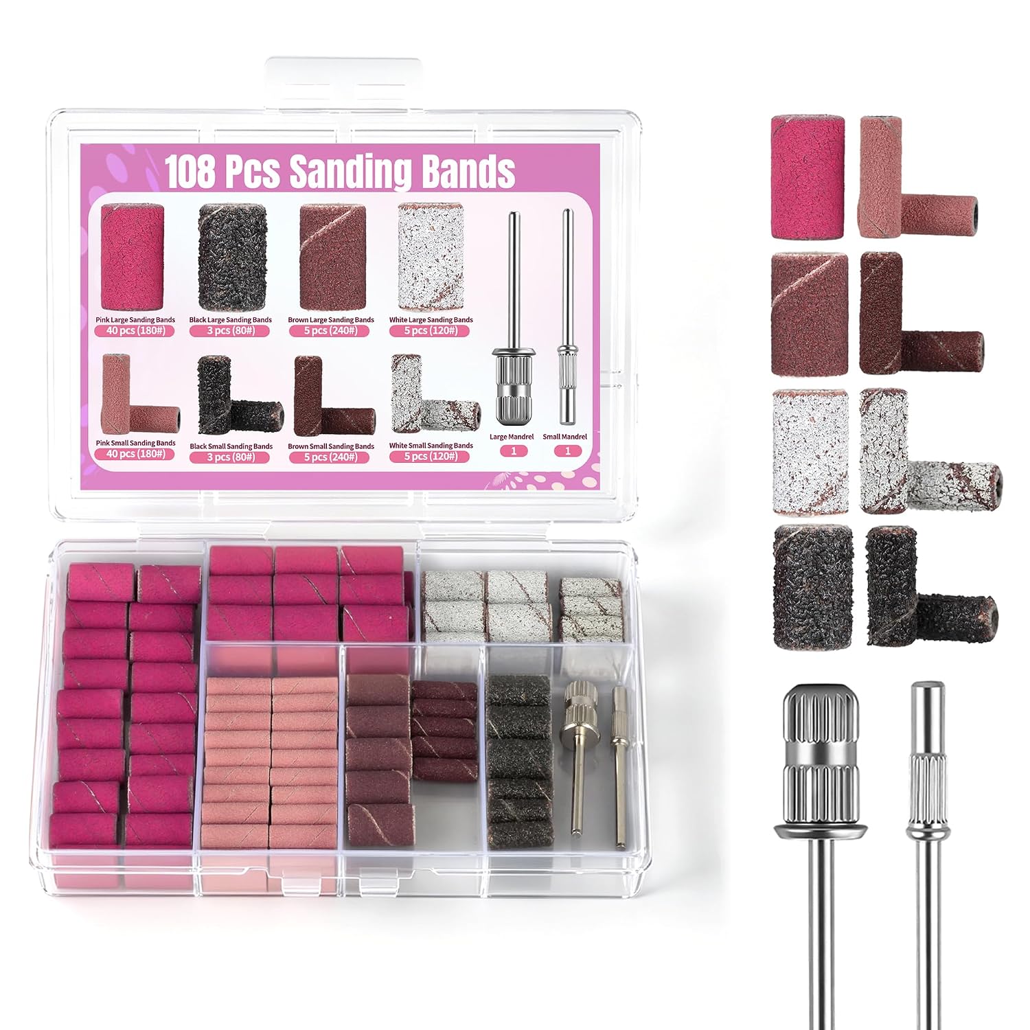 sanding bands for nail drill: 4-grit 108-piece kit