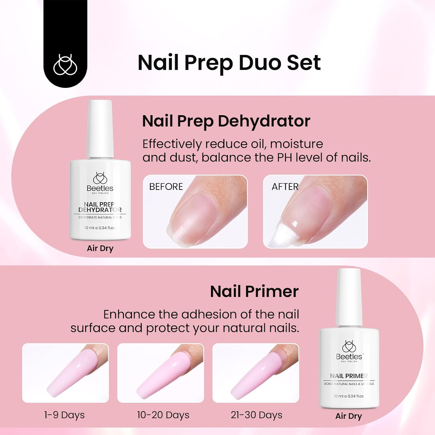 beetles gel short almond nail tips kit contents - 3