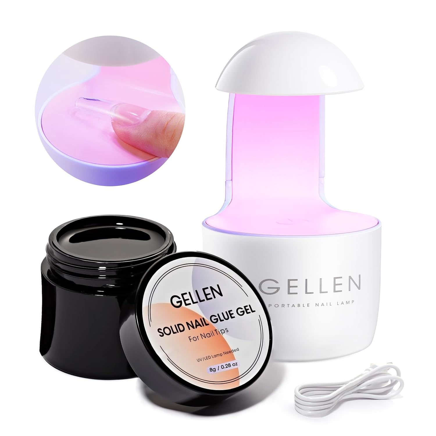 Solid Nail Glue Gel Kit with Mini UV/LED Lamp