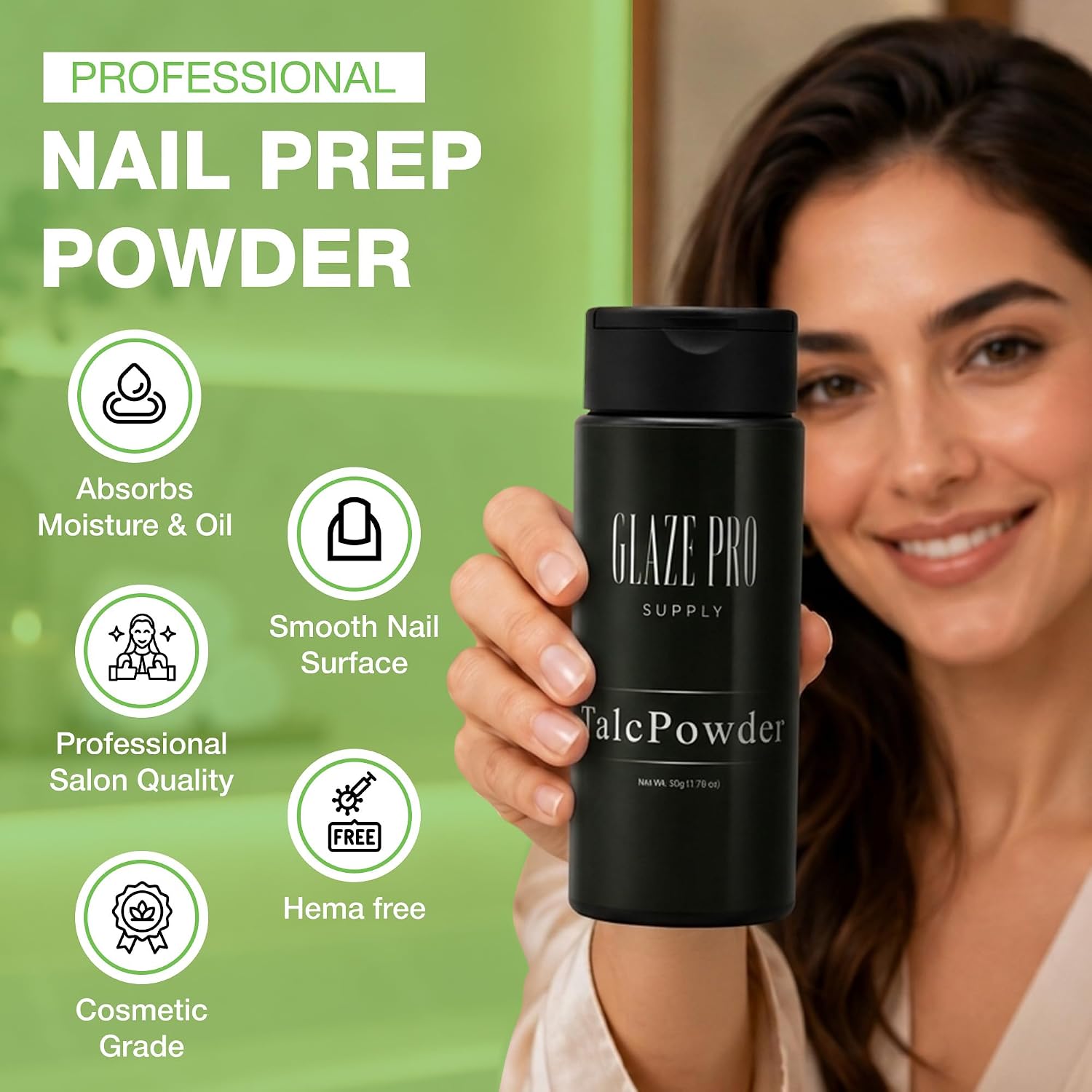 Glaze Pro fine talc nail prep powder 50g jar - 3