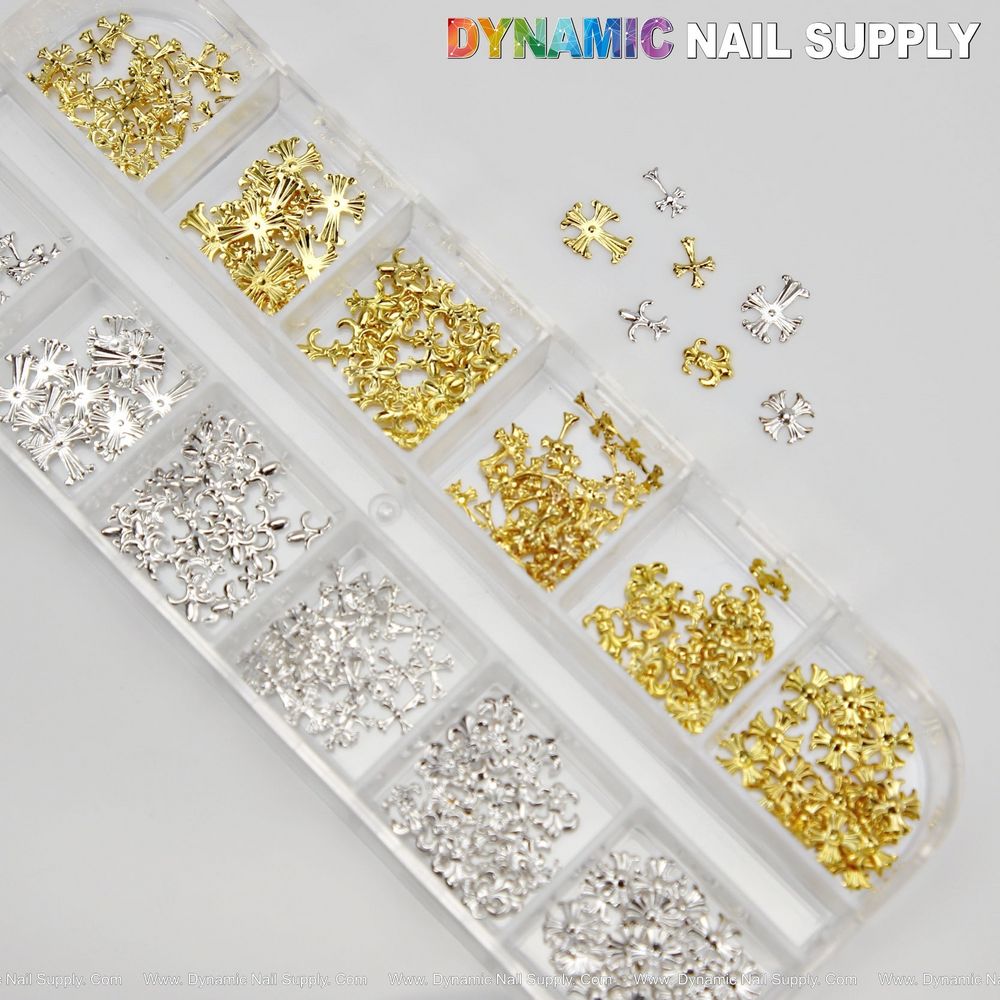 Antique Cross Nail Charms for Gold & Silver Nail Art