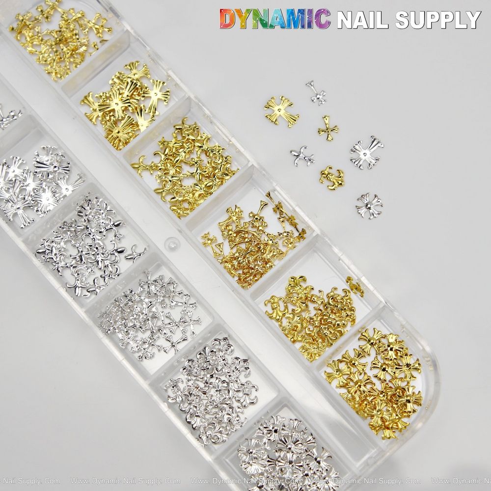 gold and silver antique cross charms - 2