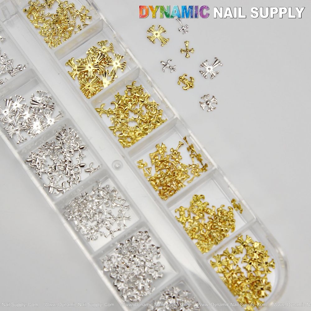 gold and silver antique cross charms - 3