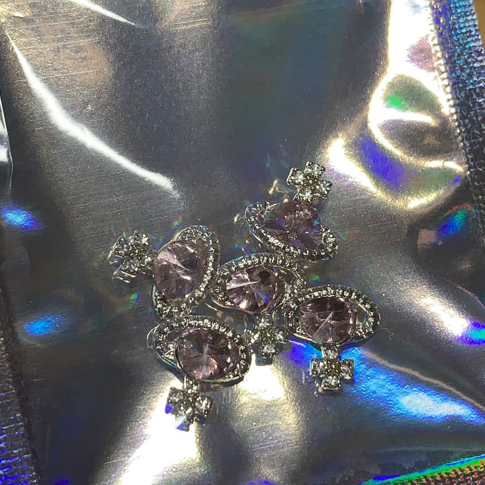 pink rhinestone planet charms - 2