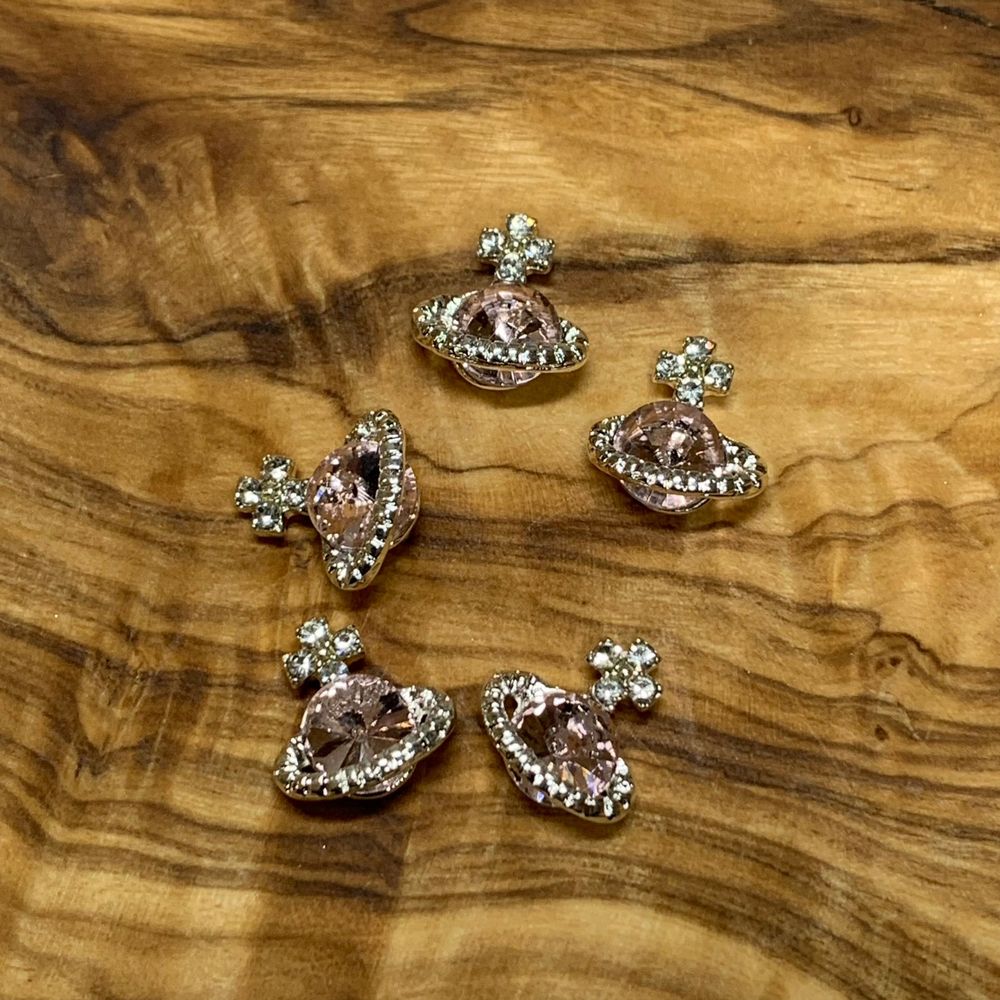pink rhinestone planet charms - 3